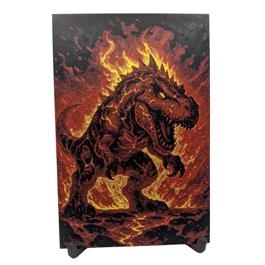 T-rex volcanique Contes & Pixels